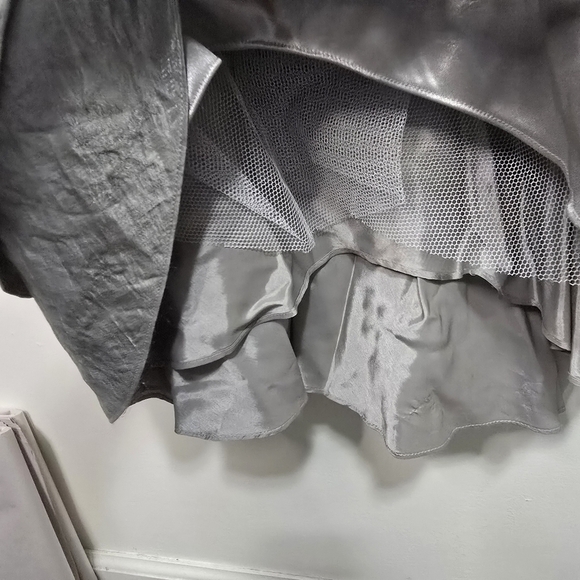 Adrianna Papell Occasions Tiered Crinkle Gown Dress in silver Grey Evening Weddi - Picture 10 of 13